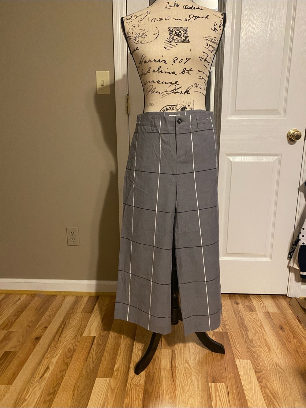 J. Jill Gray Windowpane Wide-Leg Trousers